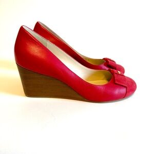 Cole Haan Red Wedge Shoes with Leather Finish